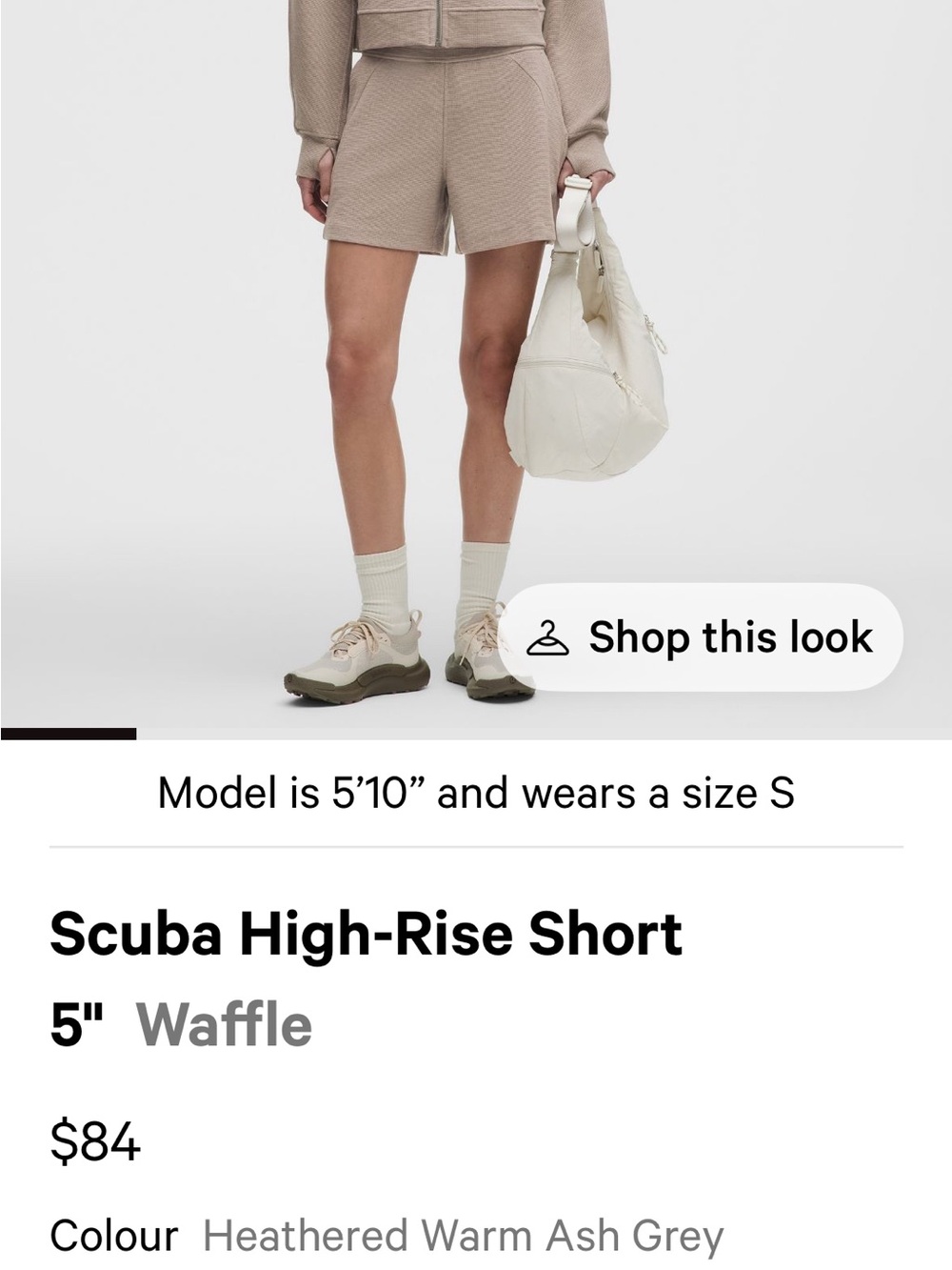 Scuba High-Rise Short 5" Waffle Warm Ash Grey